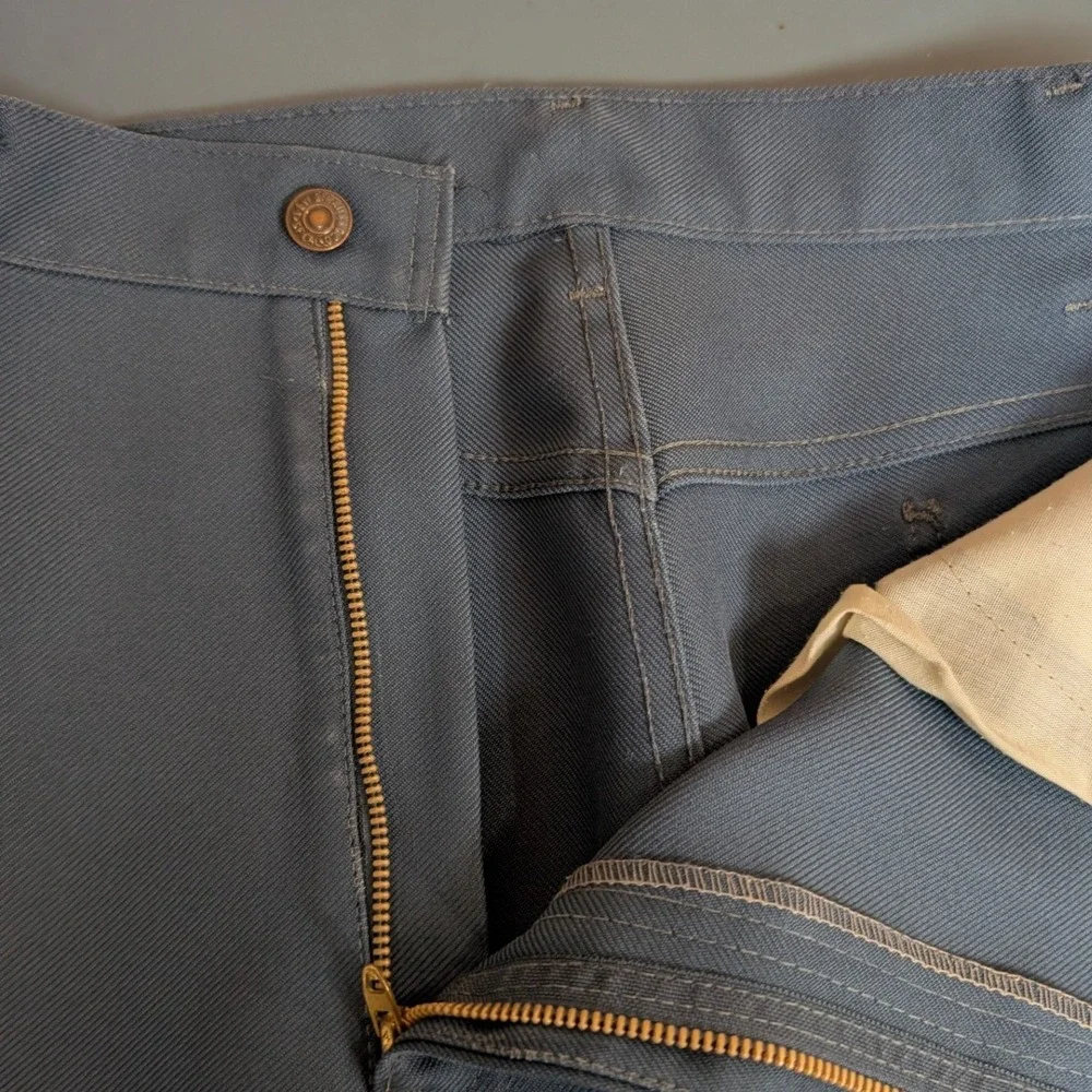 Vintage Levis Sta-Prest Action Slacks Mens 37x33 Slate Blue Straight Leg Pants
